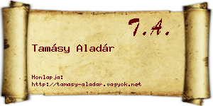 Tamásy Aladár névjegykártya